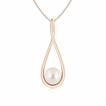 ANGARA Solitaire Freshwater Pearl Cradle Pendant in 14K Solid Gold - £358.08 GBP