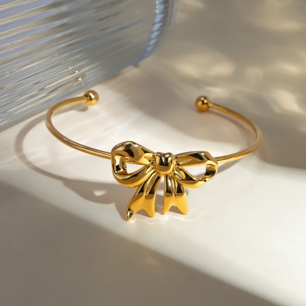 Bow Bracelet, 18K Gold-Plated, Stainless Steel - $15.00