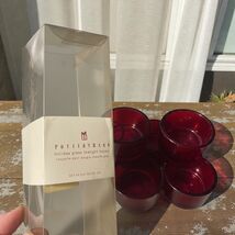 Pottery Barn Holiday Glass Tealight Holder Set Of 6 Red Made In China - $39.60