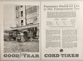 1920 Print Ad Goodyear Cord Tires Trucks at Loading Dock Akron,Ohio - $22.30