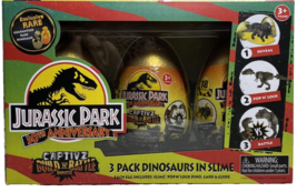 Jurassic Park 30th Anniversary Captivz Build &amp; Battle Slime Egg 3-Pack New - £23.72 GBP