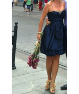 NEW Aesthetic BADGLEY MISCHKA Embellished Runway Dress 100% Silk Royal N... - £117.26 GBP
