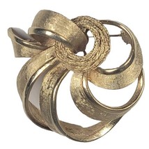 CORO Gold Tone Brooch Bow Ribbon Brushed Roped Domed Signed Vintage Pin  - £14.93 GBP