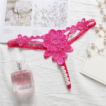 Flower Applique Pearl Strand G String - $4.25