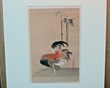 Antique Japanese Woodcut Print Kano Naonobu A COCK/COCKEREL WITH BAMBOO - $148.50