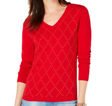 Tommy Hilfiger Womens Argyle Embellishments Sweater Color Red Size X-Small - £31.84 GBP