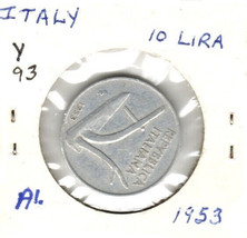 Italy 10 Lire, 1953 Aluminum, KM 93 - $2.00
