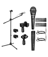5 Core Dual Microphone Stand with (2) Mic, (2) Mic Clips/ Holder  - £31.28 GBP