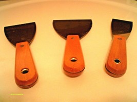 3 Piece 2&quot; 3&quot; 4&quot; Metal Scraper Putty Knife Set with COMFORT Wooden Handl... - £17.95 GBP