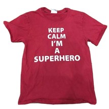 Keep Calm Im A Superhero Unisex Boys Girls Graphic T Shirt Red Youth Large - £13.58 GBP