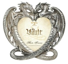 Alchemy Gothic Coeur Savage LightDark Dragons 4X4 Picture Frame Silver Resin V83 - £19.71 GBP