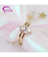 Pear Cut Moissanite Silver Stack Band 925 Silver Solitaire Wedding Ring ... - $357.11 CAD