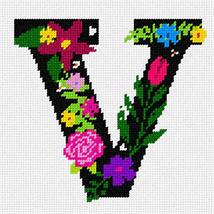 Pepita Needlepoint kit: Letter V Primary Floral, 7&quot; x 7&quot; - £40.59 GBP+