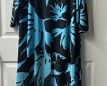 Ducci Womens XL Draping Long Back Round Neck Teal Blue Black Top Long in... - $13.14