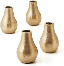 Serene Spaces Living Set Of 4 Gold Floral Pear Bud Vase, Stylish Flower Vases - £35.88 GBP