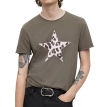 John Varvatos Men&#39;s Cheetah Print STAR Applique Graphic Raw Edges T-Shir... - £61.47 GBP