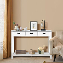 Wooden Console Table 3 Drawers 2-Tier Shelves Accent Sofa Entryway Hallway White - £119.88 GBP
