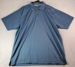 Cross &amp; Winsor Golf Polo Shirt Men Large Blue Polyester Short Sleeve Slit Collar - £12.11 GBP