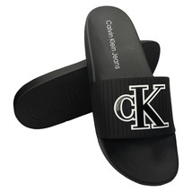 Nwt Calvin Klein Msrp $69.99 Alonzo Men&#39;s Black Slip On Slides Sandals Size 12 - £24.05 GBP