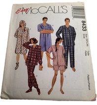 McCalls 8433 Sewing Pattern Unisex Pajamas PJs Sleepwear Adult Sz Medium UNCUT - £5.92 GBP