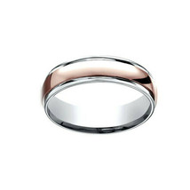 Comfort-Fit Polished Carved Rose Men&#39;s Band Ring 14K Two-Tone Gold Over 6 MM - £110.80 GBP