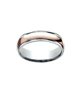 Comfort-Fit Polished Carved Rose Men&#39;s Band Ring 14K Two-Tone Gold Over ... - £112.37 GBP