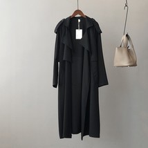 CHEAVONEAN Fall Solid Women&#39;S Trench Coat Khaki Black Korean Fashion Windbreaker - £326.61 GBP