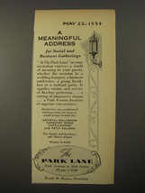 1954 The Park Lane Hotel Ad - A Meaningful address for social and business  - $18.49