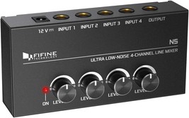 FIFINE Ultra Low-Noise 4-Channel Line Mixer for Sub-Mixing,4 Stereo Channel Mini - £31.96 GBP