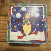 Christmas penguin metal Decorative Holiday Box - $9.90