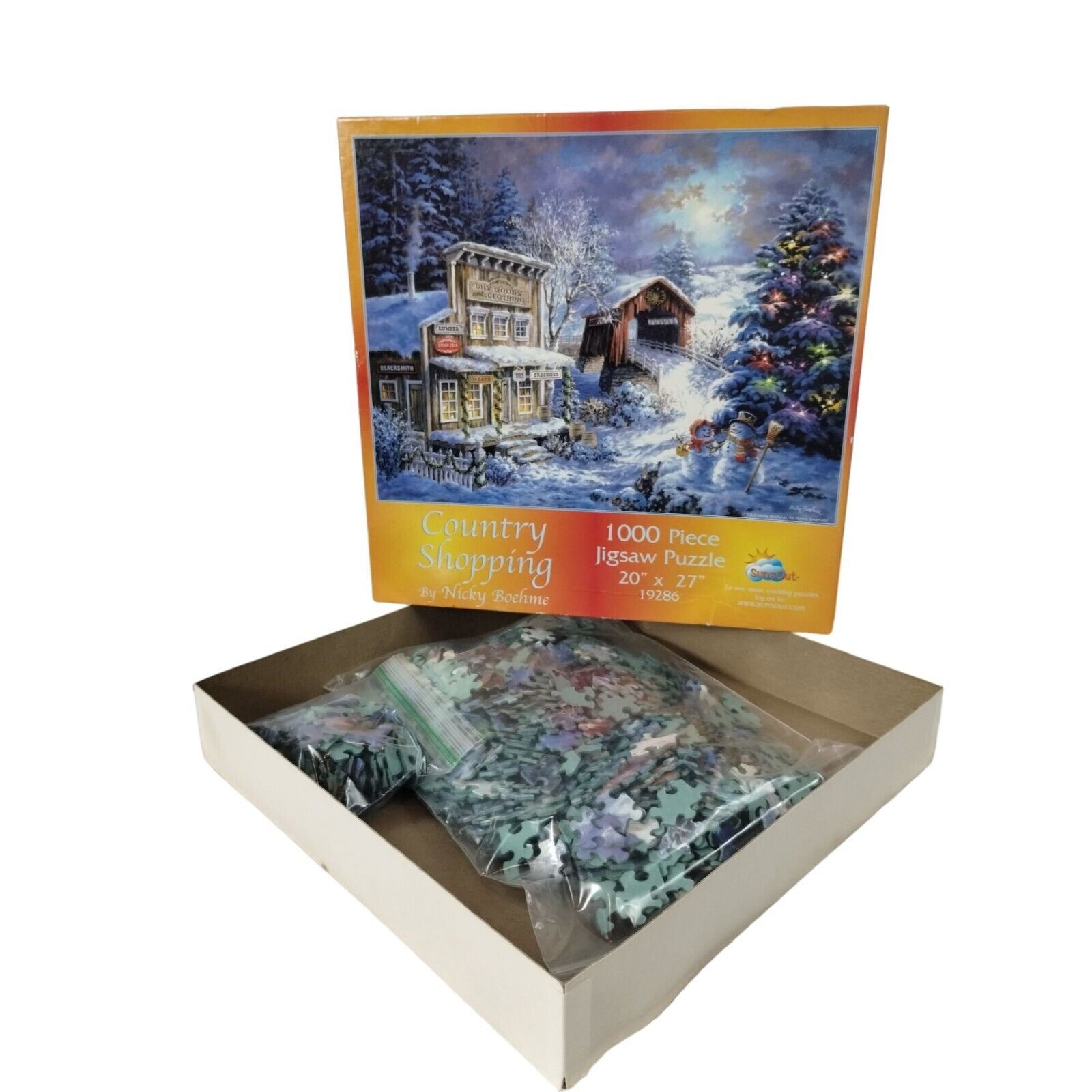 Primary image for SunsOut Country Shopping 1000 Piece Holiday Jigsaw Puzzle Country Store Complete