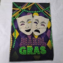 Mardi Gras Mask Garden Flag Purple Yellow Green - $11.88