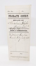 Shelby County, Ohio Feb. 20th 1878 Probate Court Administrators Letter Document - £7.40 GBP