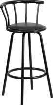 Crown Back Metal Barstool With Vinyl Swivel Seat, Black, Set, Flash Furn... - $53.96