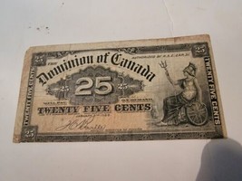 1900 25 Twenty Five Cents The Dominion Of Canada “Shinplaster” Bill Note Antique - £46.12 GBP