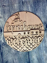 Leprechaun Welcome Wood Door Hanger Blank 16 inches - £14.38 GBP