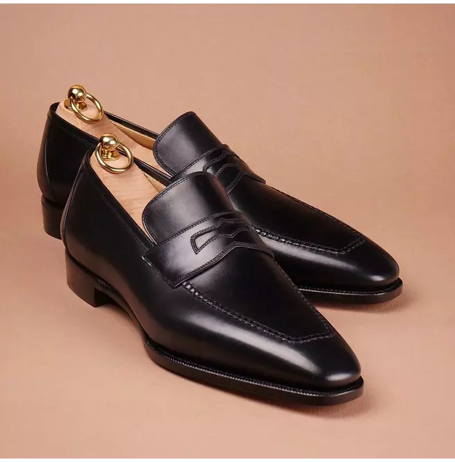 New Mens Black Leather Oxford Formal Handmade Moccasins, Slip On Dress S... - $149.99+