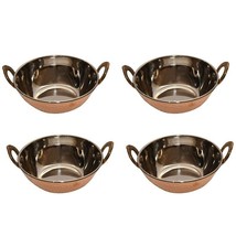 Copper Steel Dish Serving Bowl Beautiful Hammered Kadai Katori 6x2.3 Inch 400ML - £59.75 GBP