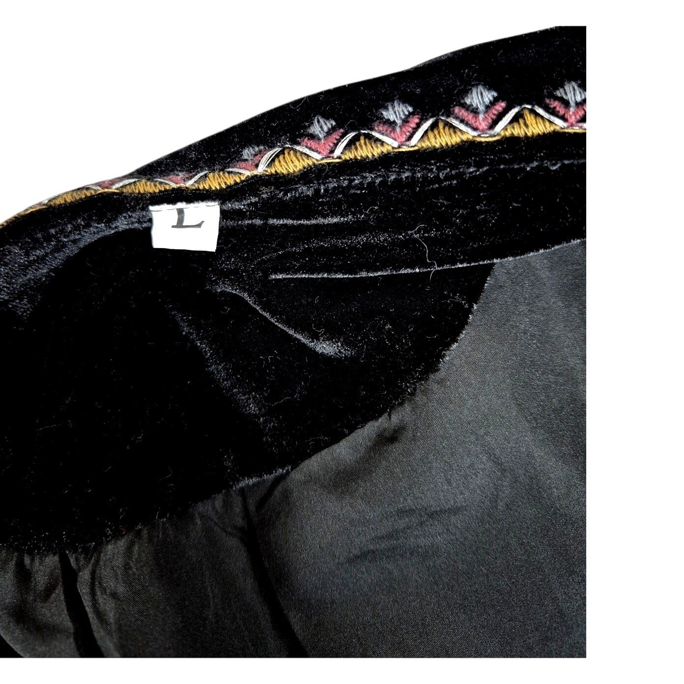 80s Velvet Festival Jacket Embroidered Floral Bolero | Balloon Sleeves Black L Item image 6