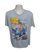 Iron Man and Captain America Adult Large Gray TShirt - £11.84 GBP