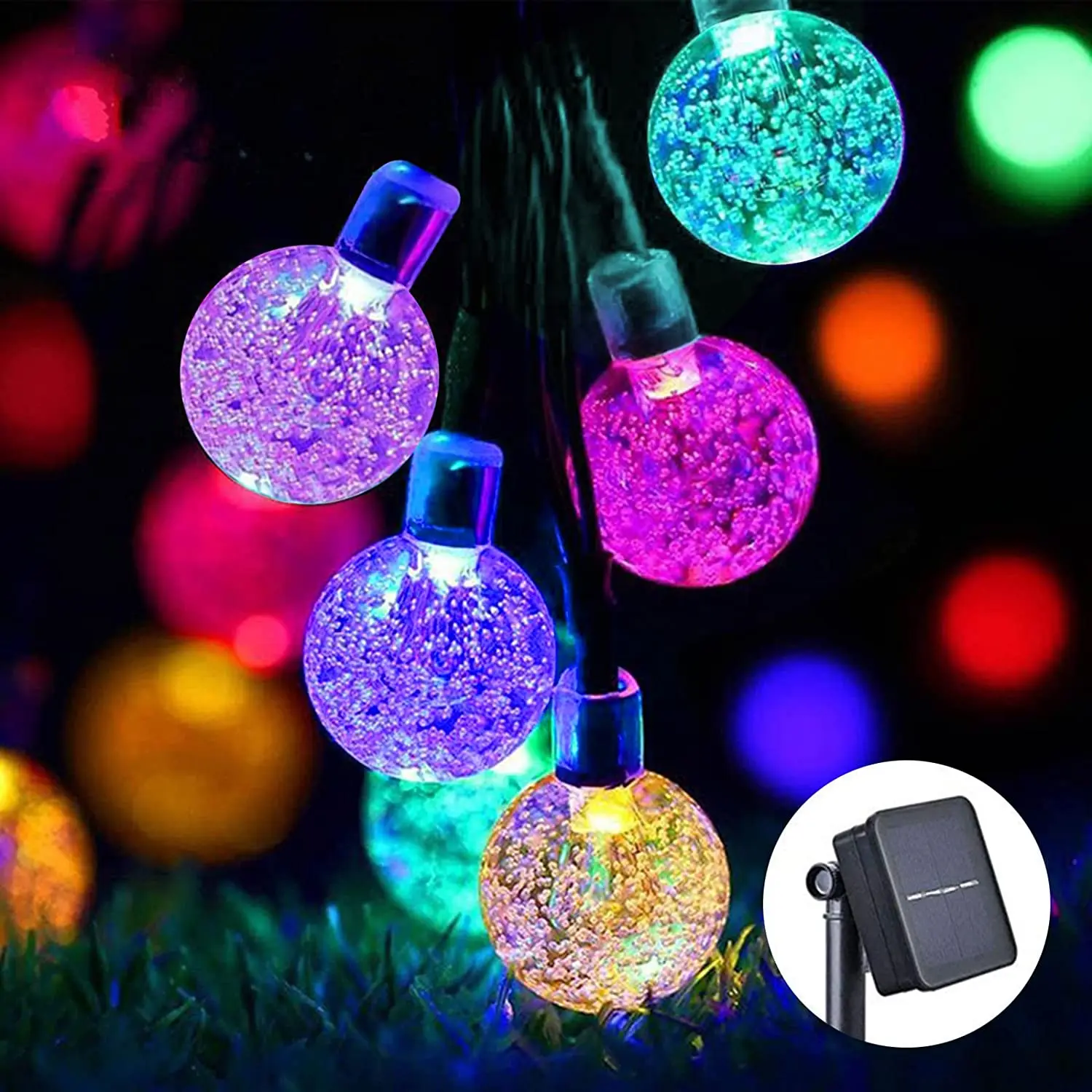 Solar Christmas String Lights Outdoor Gar LED Crystal Ball Solar Lamp Fairy Gard - £60.11 GBP