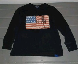 Polo Ralph Lauren Boys T Shirt Toddler 3T Black American Flag Patch USA ... - $10.00