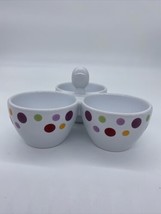 Pampered Chef Simple Additions &quot;Dots&quot; Three Bowl Condiment Dish #2078 Retired - £8.27 GBP