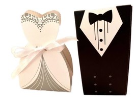 Wedding Favor Bride And Groom Boxes 100 Count Per Pack 4x2.5 In Assembly... - £15.69 GBP