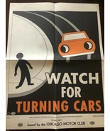 AAA 1965 Watch for Cars Vintage Poster DOUBLE SIDED ( original ) - £51.43 GBP