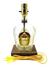 Crown Royal Whiskey Liquor Bar Bottle Table Lamp Lounge Light With Wooden Base - $51.77