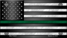 American Flag Thin Green Line Novelty Mini Metal License Plate Tag - £11.95 GBP