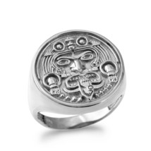 Authenticity Guarantee 
10K White Gold Aztec Mayan Sun Ring - £562.35 GBP