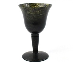 Chinese Early 1900s Charcoal Dark Green Nephrite Jade Liquor Goblet - £78.65 GBP