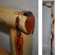Spalted Willow Cane with Braced Handle, Inlaid Polished Stones, Handmade MN, USA - £160.11 GBP
